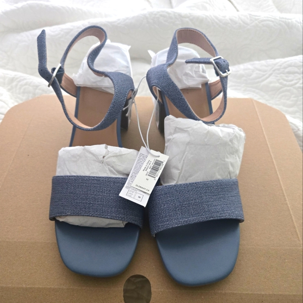 Denim block heels size 10